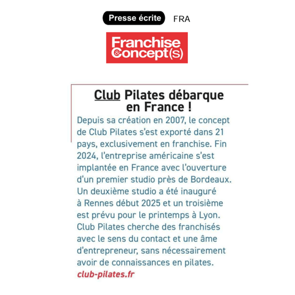 Paroles de réseaux annonce l'arrivée de Club Pilates en France